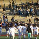 The Shorewood boys soccer team applauds their fans following the 2026 class 3A boys soccer state championship game against Mercer Island on Saturday, May 30, 2026 at Sparks Stadium in Puyallup. (Qasim Ali / The Herald)