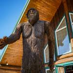 The new 12-foot Bigfoot carved wooden statue in front of Squatchys gift shop on Highway 20 near Deception Pass State Park in Oak Harbor. (David Welton / For The Herald)