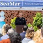 Lynnwood Police Chief Cole Langdon speaks during a grand opening event for the Lynnwood Crisis Care Center on Monday, June 1, 2026, in Lynnwood, Washington. (Olivia Vanni / The Herald)