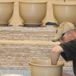 Ky Bruning throwing planters at Bruning Pottery in Snohomish, Washington. (Provided photo)