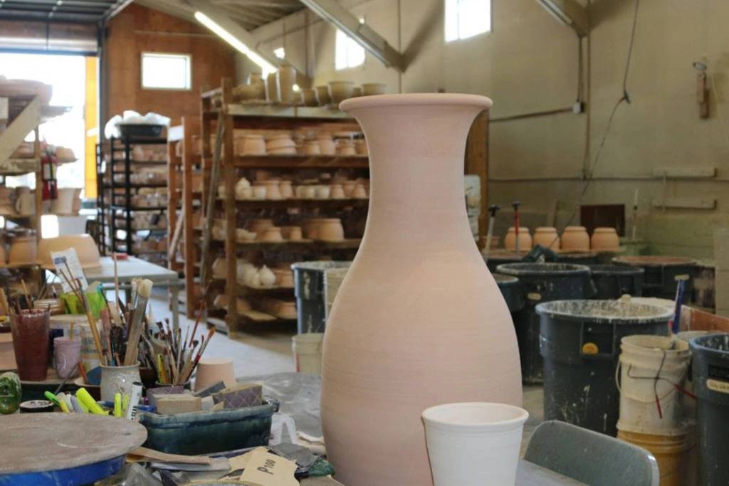 Provided photoS
A floor vase made by Ky Bruning sits in the Bruning Pottery studio, ready to glaze in Snohomish.