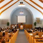 Families gather at First Reformed Christian Church for the Everett Christian School graduation on Wednesday, June 3, 2026, in Everett, Washington. (Will Geschke / The Herald)