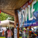 Pride flags are displayed during the third annual Arlington Pride event in Arlington, Washington on Sunday, June 2, 2024. (Annie Barker / The Herald)