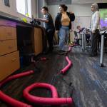 A long wire covered in pool noodles connect the ROV to a computer on Wednesday, June 3, 2026 in Edmonds, Washington. (Olivia Vanni / The Herald)