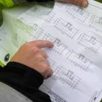 Alan Lytton, Stanwoods city engineer, shows diagrams of the Skagit Bay Dikes elevation on Thursday, June 4, 2026 outside Stanwood, Washington. (Will Geschke / The Herald)