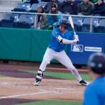 AquaSox outfielder Jonny Farmelo watches a pitch go by during Everetts 12-2 win against the Eugene Emeralds at Everett Memorial Stadium on June 4, 2026. (Joe Pohoryles / The Herald)