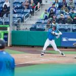 AquaSox outfielder Jonny Farmelo prepares to swing at a pitch during Everetts 12-2 win against the Eugene Emeralds at Everett Memorial Stadium on June 4, 2026. (Joe Pohoryles / The Herald)