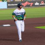 Cal Raleigh of the Seattle Mariners jogs back to the dugout at the end of the sixth inning shortly after singling during his rehab appearance with the Everett AquaSox on Sunday, June 7, 2026 at Everett Memorial Stadium in Everett, Washington. (Photo courtesy of Mason Coe)