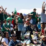 Mexico fans celebrate the opening goal of the 2026 FIFA World Cup on Thursday, June 11 at Boxcar Park in Everett, Washington. Mexico went on to win the game, 2-0. (Will Geschke / The Herald)