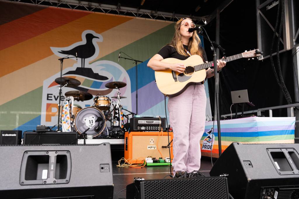 Sarah Brunner performs on Saturday, June 20, 2026, in Everett, Washington. (Will Geschke / The Herald)