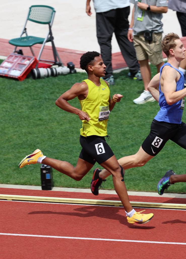 Kings Nahom Getachew competes in the Boys Mile Emerging Elite at Nike Outdoor Nationals in Eugene, Oregon on June 21, 2026. (Photo courtesy of Donna Beard)