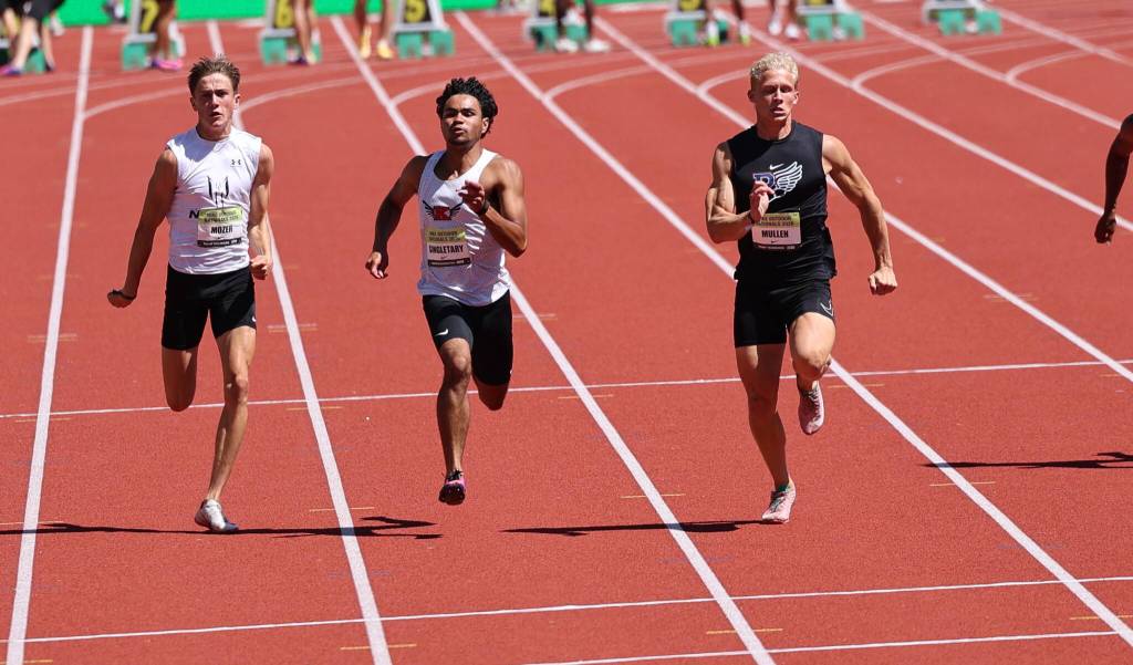 Kings Jeshua Singletary competes in the Boys 100 Emerging Elite at Nike Outdoor Nationals in Eugene, Oregon on June 19, 2026. (Photo courtesy of Donna Beard)