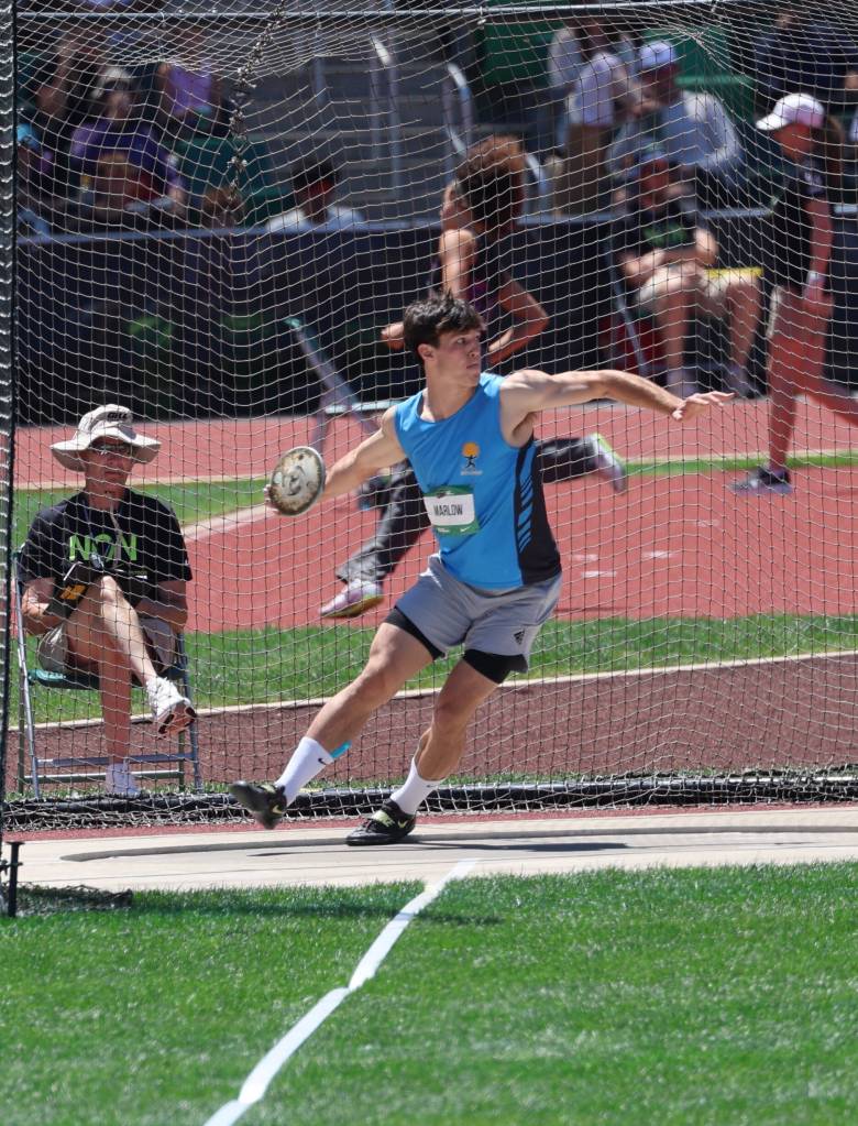 Shorewoods Jaden Marlow competes in the Discus Throw for the U20 Men Decathlon at Nike Outdoor Nationals in Eugene, Oregon on June 19, 2026. (Photo courtesy of Donna Beard)