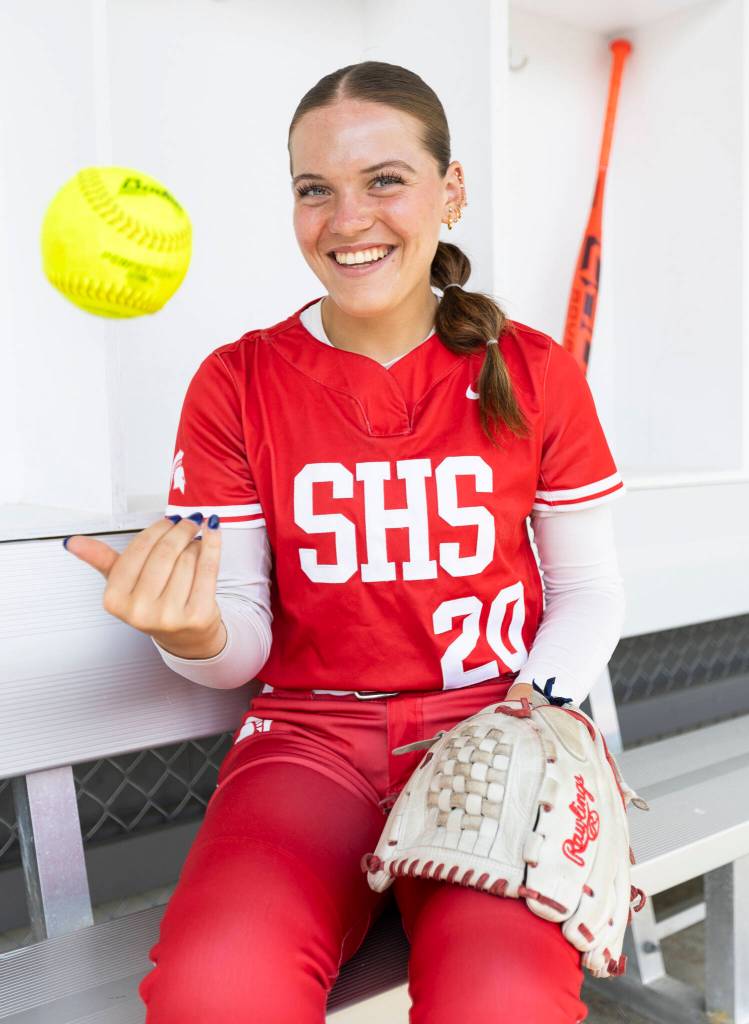 Stanwood sophomore Addi Anderson was The Heralds 2025 All-Area Softball Pitcher of the Year. (Olivia Vanni / The Herald)
