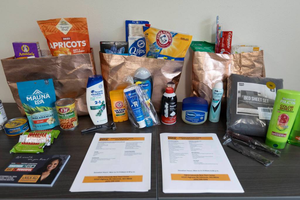 A welcome package given to residents at the Edmonds New Start Center on Monday, June 29, 2026, in Edmonds, Washington. (Olivia Vanni / The Herald)