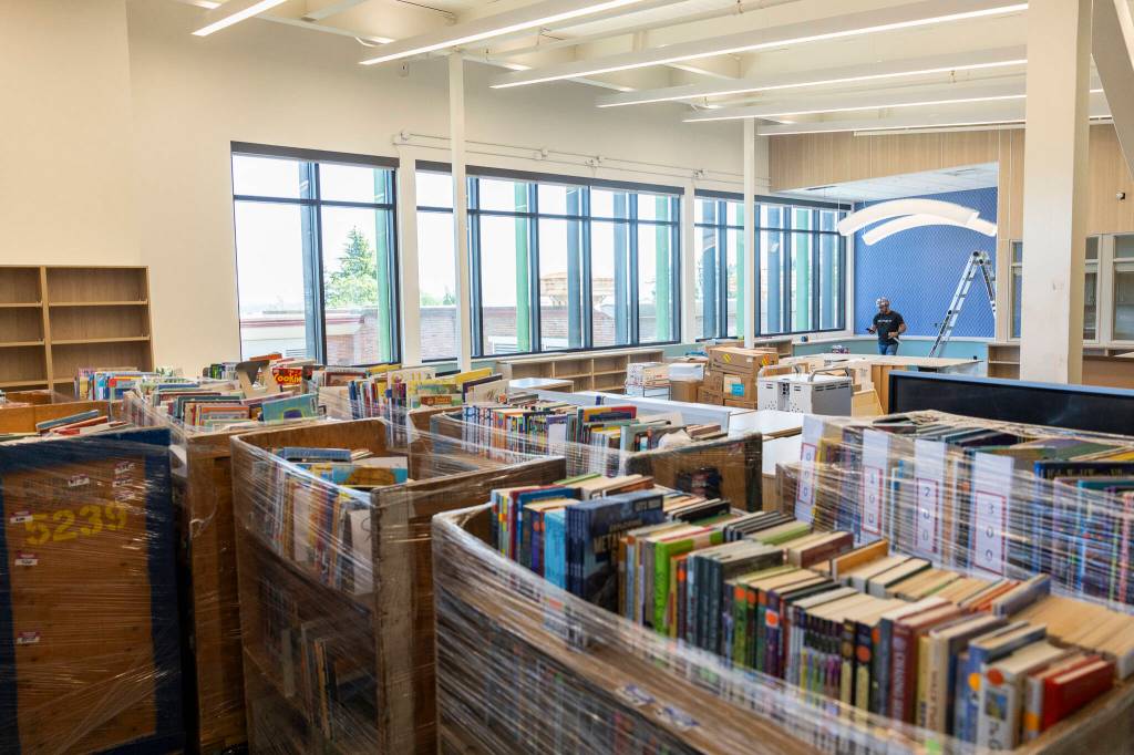 Inside the new library at Jackson Elementary School on Tuesday, July 7, 2026, in Everett, Washington. (Olivia Vanni / The Herald)