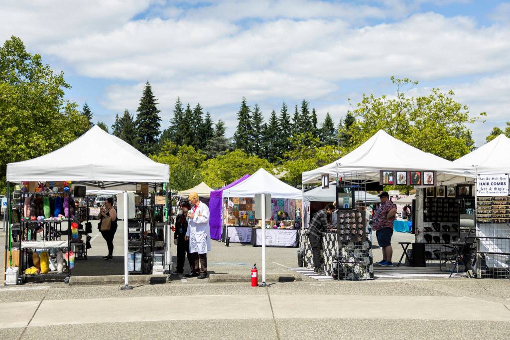 Outside vendors at GeekFest West on Friday, July 17, 2026, in Lynnwood, Washington. (Olivia Vanni / The Herald)