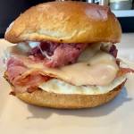 Rise & Brine sandwich at Theo & Betty’s Deli and Marketplace, where breakfast is served anytime. (Andrea Brown)