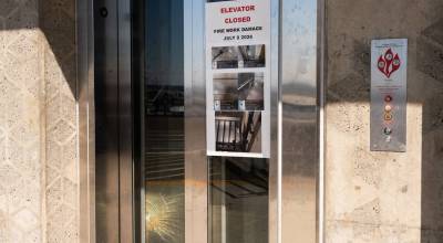 The elevator on the Grand Avenue Bridge was closed due to vandalism. (Will Geschke / The Herald)