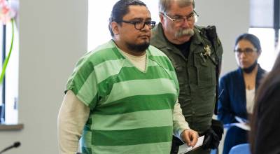 Nestor Hernandez Melgar is walked out of the courtroom at the Snohomish County Courthouse after receiving a life sentence for the murder of his girlfriend Lindsay Geary on Wednesday, July 22, 2026, in Everett, Washington. (Olivia Vanni / The Herald)