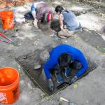 Edmonds College students dig in Japanese Gulch on Tuesday, July 28, 2026 in Mukilteo, Washington. (Olivia Vanni / The Herald)