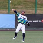 Brendan Donovan #33 of the Everett AquaSox makes a throw in from the outfield during the sixth inning against the Eugene Emeralds on Friday, July 24, 2026 in Everett, Washington. (Olivia Vanni / The Herald)