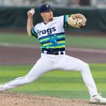 Sam Whiting #37 of the Everett AquaSox pitches during the sixth inning against the Eugene Emeralds on Friday, July 24, 2026 in Everett, Washington. (Olivia Vanni / The Herald)