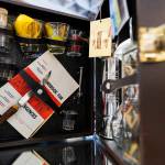 The Happy Traveler vintage travel bar for sale at the Grand Leader Mercantile on Wednesday, July 22, 2026 in Everett, Washington. (Olivia Vanni / The Herald)