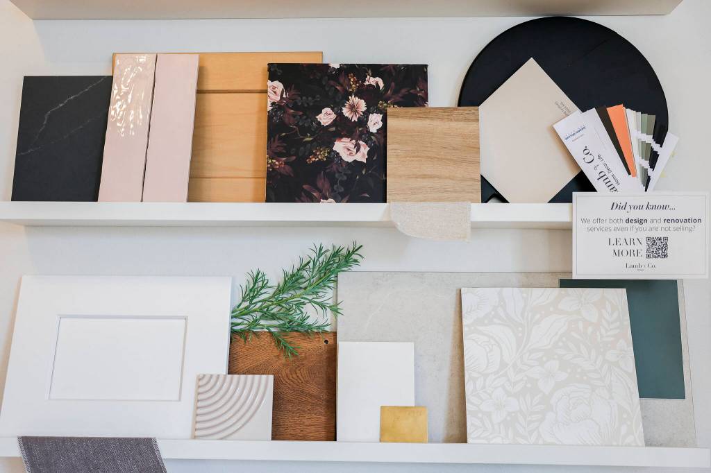 Design samples on display for customers interested in renovation or design services from Lamb & Co. on July 21 in Snohomish, Washington. (Olivia Vanni / The Herald)