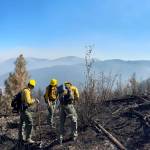Firefighters patrol the fires edge to make sure the fire is out before a wind event at the Bradeen Hill fire in Stevens County on Thursday, July 30, 2026. (Photo courtesy of Ray Sayah)
