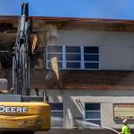 The outer wall of Jackson Elementary School is demolished on Thursday, July 30, 2026 in Everett, Washington. (Olivia Vanni / The Herald)