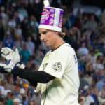 Colt Emerson celebrates with a bucket on his head after hitting a walk-off single against the Minnesota Twins on Sunday, Aug. 2, 2026 at T-Mobile Park in Seattle, Washington. (Photo courtesy of Mason Coe)