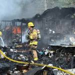 Firefighters responded to a large RV fire that spread to a nearby structure in east Snohomish County on Friday, July 31, 2026. (Courtesy of Snohomish County Fire District No. 5)