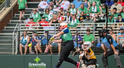 Snohomish Little League (Northwest) pitcher Maddie Locke swings for a pitch during a Little League World Series first-round game against the Southeast on Sunday, Aug. 2, 2026 at Stallings Stadium in Greenville N.C. (Photo courtesy of Little League Baseball and Softball)