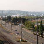 Hazy skies over West Marine View Drive in Everett, Washington on Wednesday, August 5, 2026, were caused by smoke blowing in from nearby wildfires. (Will Geschke / The Herald)