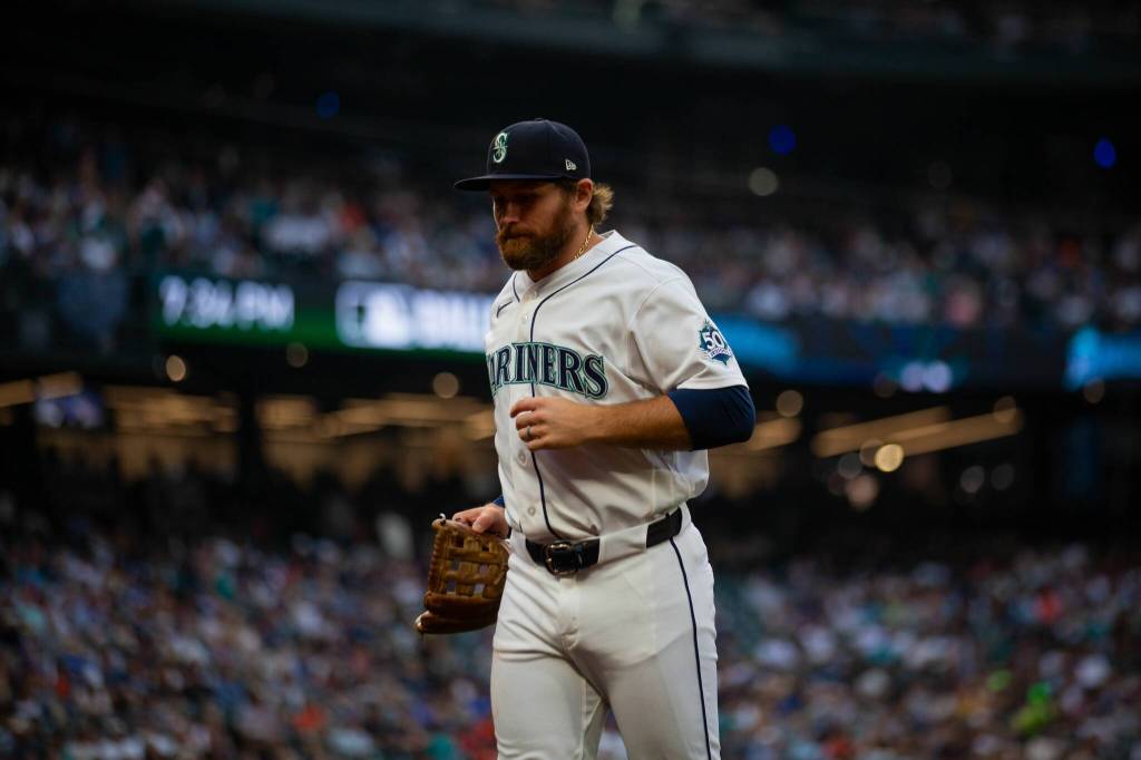 Brendan Donovan of the Seattle Mariners jogs in from the infield during an 8-0 loss to the Detroit Tigers at T-Mobile Park in Seattle, Washington on Tuesday, August 4, 2026. (Photo courtesy of Mason Coe)