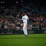 Seattle Mariners reliever Seranthony Domínguez walks toward the dugout during an 8-0 loss to the Detroit Tigers at T-Mobile Park in Seattle, Washington on Tuesday, August 4, 2026. (Photo courtesy of Mason Coe)
