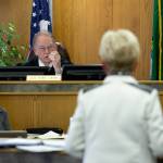 Snohomish County Superior Court Judge Thomas Wynne questions an attorney during court proceedings on December 12, 2016, in Everett, Washington. (Andy Bronson / The Herald)