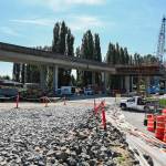 Construction for Highway 9 continues along Lowell-Snohomish River Road on Monday, Aug. 10, 2026 in Snohomish, Washington. (Olivia Vanni / The Herald)