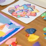 Art made by Old Friends Club members sit on display at the Lynnwood Neighborhood Center on Wednesday, Aug. 12, 2026 in Lynnwood, Washington. (Olivia Vanni / The Herald)